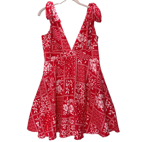 HOUSE OF HARLOW 1960 Mini Dress Medium Fit Flare Linen Sundress Floral V-Neck EU - Picture 1 of 7